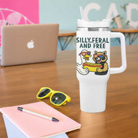 Silly Feral and Free Tumbler With Handle Funny Goose and Raccoon 4th of July Patriotic - Wonder Print Shop