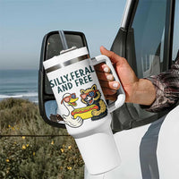 Silly Feral and Free Tumbler With Handle Funny Goose and Raccoon 4th of July Patriotic - Wonder Print Shop