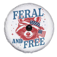 Funny Feral and Free Raccoon Spare Tire Cover Patriotic Bandana Animal 4th of July US Flag - Wonder Print Shop