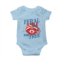 Funny Feral and Free Raccoon Baby Onesie Patriotic Bandana Animal 4th of July US Flag - Wonder Print Shop