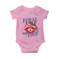 Funny Feral and Free Raccoon Baby Onesie Patriotic Bandana Animal 4th of July US Flag - Wonder Print Shop