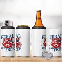 Funny Feral and Free Raccoon 4 in 1 Can Cooler Tumbler Patriotic Bandana Animal 4th of July US Flag - Wonder Print Shop