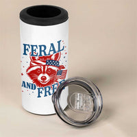 Funny Feral and Free Raccoon 4 in 1 Can Cooler Tumbler Patriotic Bandana Animal 4th of July US Flag - Wonder Print Shop