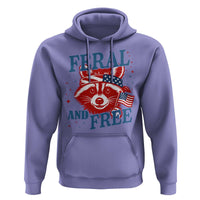 Funny Feral and Free Raccoon Hoodie Patriotic Bandana Animal 4th of July US Flag - Wonder Print Shop