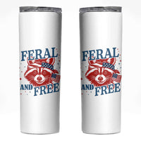 Funny Feral and Free Raccoon Skinny Tumbler Patriotic Bandana Animal 4th of July US Flag - Wonder Print Shop