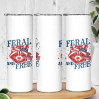 Funny Feral and Free Raccoon Skinny Tumbler Patriotic Bandana Animal 4th of July US Flag - Wonder Print Shop