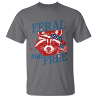 Funny Feral and Free Raccoon T Shirt Patriotic Bandana Animal 4th of July US Flag - Wonder Print Shop