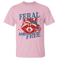Funny Feral and Free Raccoon T Shirt Patriotic Bandana Animal 4th of July US Flag - Wonder Print Shop