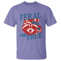 Funny Feral and Free Raccoon T Shirt Patriotic Bandana Animal 4th of July US Flag - Wonder Print Shop