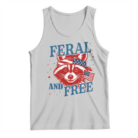 Funny Feral and Free Raccoon Tank Top Patriotic Bandana Animal 4th of July US Flag - Wonder Print Shop