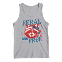 Funny Feral and Free Raccoon Tank Top Patriotic Bandana Animal 4th of July US Flag - Wonder Print Shop