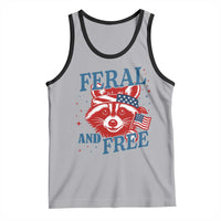 Funny Feral and Free Raccoon Tank Top Patriotic Bandana Animal 4th of July US Flag - Wonder Print Shop
