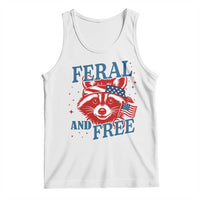 Funny Feral and Free Raccoon Tank Top Patriotic Bandana Animal 4th of July US Flag - Wonder Print Shop