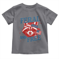 Funny Feral and Free Raccoon Toddler T Shirt Patriotic Bandana Animal 4th of July US Flag - Wonder Print Shop
