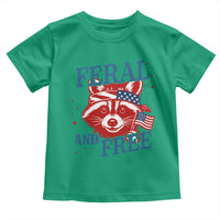 Funny Feral and Free Raccoon Toddler T Shirt Patriotic Bandana Animal 4th of July US Flag - Wonder Print Shop