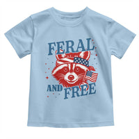 Funny Feral and Free Raccoon Toddler T Shirt Patriotic Bandana Animal 4th of July US Flag - Wonder Print Shop