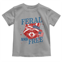 Funny Feral and Free Raccoon Toddler T Shirt Patriotic Bandana Animal 4th of July US Flag - Wonder Print Shop