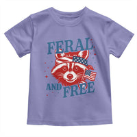 Funny Feral and Free Raccoon Toddler T Shirt Patriotic Bandana Animal 4th of July US Flag - Wonder Print Shop