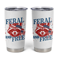 Funny Feral and Free Raccoon Tumbler Cup Patriotic Bandana Animal 4th of July US Flag - Wonder Print Shop