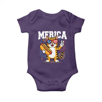 Merica Cat Baby Onesie Funny 4th of July Hot Dog and Fireworks Patriotic USA Flag - Wonder Print Shop