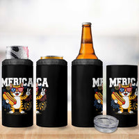 Merica Cat 4 in 1 Can Cooler Tumbler Funny 4th of July Hot Dog and Fireworks Patriotic USA Flag - Wonder Print Shop