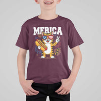 Merica Cat T Shirt For Kid Funny 4th of July Hot Dog and Fireworks Patriotic USA Flag - Wonder Print Shop