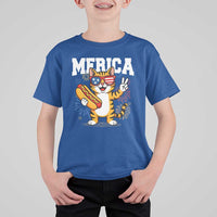 Merica Cat T Shirt For Kid Funny 4th of July Hot Dog and Fireworks Patriotic USA Flag - Wonder Print Shop