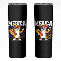 Merica Cat Skinny Tumbler Funny 4th of July Hot Dog and Fireworks Patriotic USA Flag - Wonder Print Shop