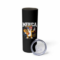 Merica Cat Skinny Tumbler Funny 4th of July Hot Dog and Fireworks Patriotic USA Flag - Wonder Print Shop