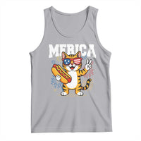 Merica Cat Tank Top Funny 4th of July Hot Dog and Fireworks Patriotic USA Flag - Wonder Print Shop