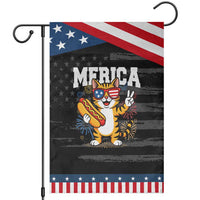 Merica Cat Garden Flag Funny 4th of July Hot Dog and Fireworks Patriotic USA Flag