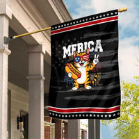 Merica Cat Garden Flag Funny 4th of July Hot Dog and Fireworks Patriotic USA Flag