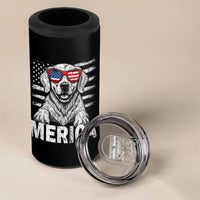 Merica Golden Retriever 4 in 1 Can Cooler Tumbler Patriotic Dog US Flag 4th Of July - Wonder Print Shop