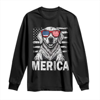 Merica Golden Retriever Long Sleeve Shirt Patriotic Dog US Flag 4th Of July - Wonder Print Shop