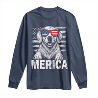 Merica Golden Retriever Long Sleeve Shirt Patriotic Dog US Flag 4th Of July - Wonder Print Shop