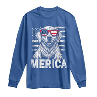 Merica Golden Retriever Long Sleeve Shirt Patriotic Dog US Flag 4th Of July - Wonder Print Shop