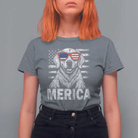 Merica Golden Retriever T Shirt For Women Patriotic Dog US Flag 4th Of July - Wonder Print Shop
