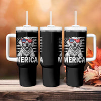 Merica Golden Retriever Tumbler With Handle Patriotic Dog US Flag 4th Of July - Wonder Print Shop