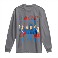 Vintage Feminist Americana Long Sleeve Shirt Democracy Is Dying But Hey Nice Fireworks Funny 4th Of July