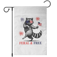 Feral and Free Dancing Raccoon Garden Flag Funny 4th July Patriotic Animal US Flag and Fireworks - Wonder Print Shop