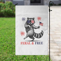 Feral and Free Dancing Raccoon Garden Flag Funny 4th July Patriotic Animal US Flag and Fireworks - Wonder Print Shop