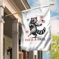 Feral and Free Dancing Raccoon Garden Flag Funny 4th July Patriotic Animal US Flag and Fireworks - Wonder Print Shop
