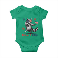 Feral and Free Dancing Raccoon Baby Onesie Funny 4th July Patriotic Animal US Flag and Fireworks - Wonder Print Shop
