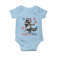 Feral and Free Dancing Raccoon Baby Onesie Funny 4th July Patriotic Animal US Flag and Fireworks - Wonder Print Shop