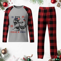 Feral and Free Dancing Raccoon Plaid Pajama Set Funny 4th July Patriotic Animal US Flag and Fireworks - Wonder Print Shop