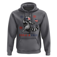 Feral and Free Dancing Raccoon Hoodie Funny 4th July Patriotic Animal US Flag and Fireworks - Wonder Print Shop