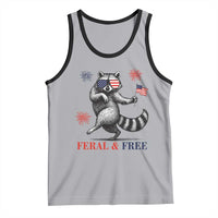 Feral and Free Dancing Raccoon Tank Top Funny 4th July Patriotic Animal US Flag and Fireworks - Wonder Print Shop