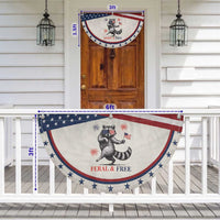 Feral and Free Dancing Raccoon Patriotic Fan Flag Funny 4th July Animal US Flag and Fireworks