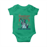 Democracy Is Dying But Hey Nice Fireworks Statue of Liberty Baby Onesie Funny 4th Of July Retro - Wonder Print Shop