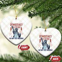 Democracy Is Dying But Hey Nice Fireworks Statue of Liberty Ceramic Ornament Funny 4th Of July Retro - Wonder Print Shop